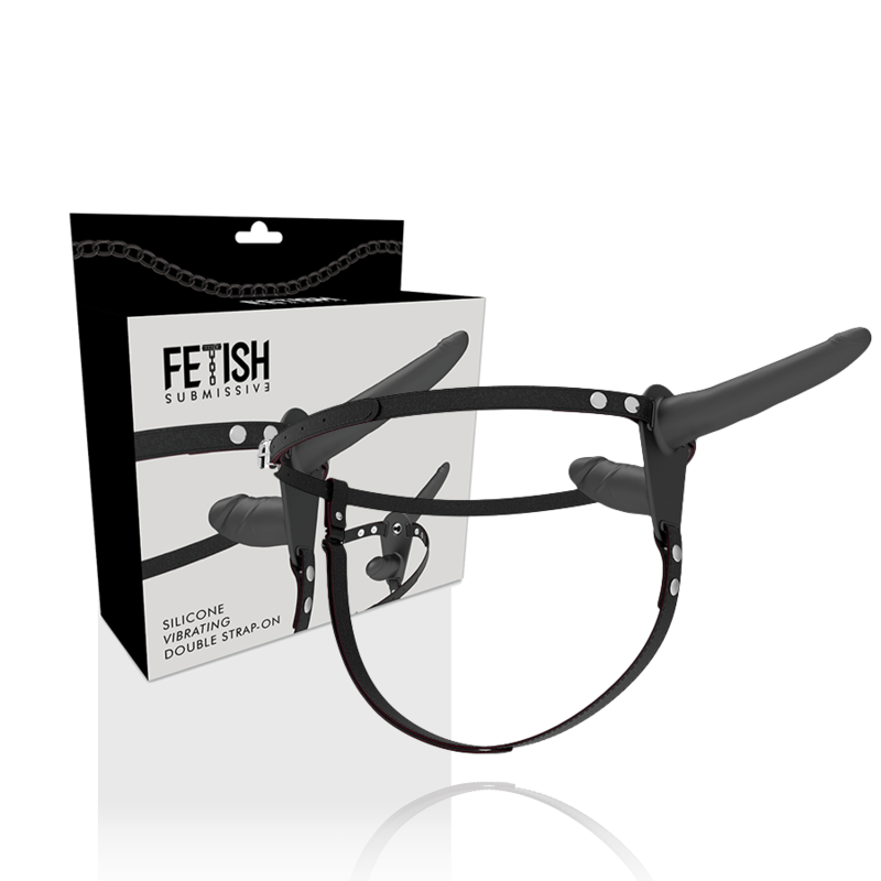 FETISH SUBMISSIVE HARNESS - DOPPELTE PENETRATION SCHWARZER VIBRATOR – Bild 2