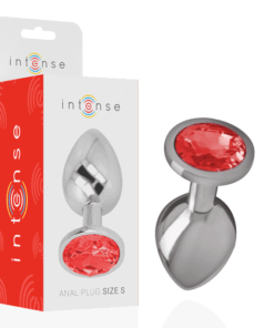 INTENSE - ANALSTECKER AUS ALUMINIUMMETALL MIT ROTEM KRISTALL, GRÖSSE S