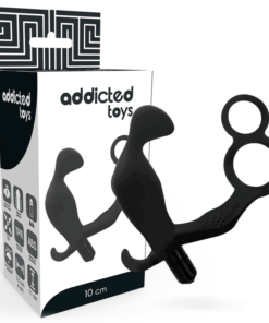 ADDICTED TOYS - ANALPLUG MIT DOPPELTEM PENISRING UND HODEN SCHWARZ