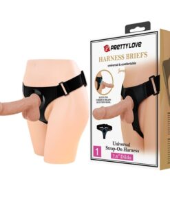 PRETTY LOVE - HARNESS-HOSE UNIVERSAL-HARNESS MIT DILDO JERRY 21.8 CM NATUR