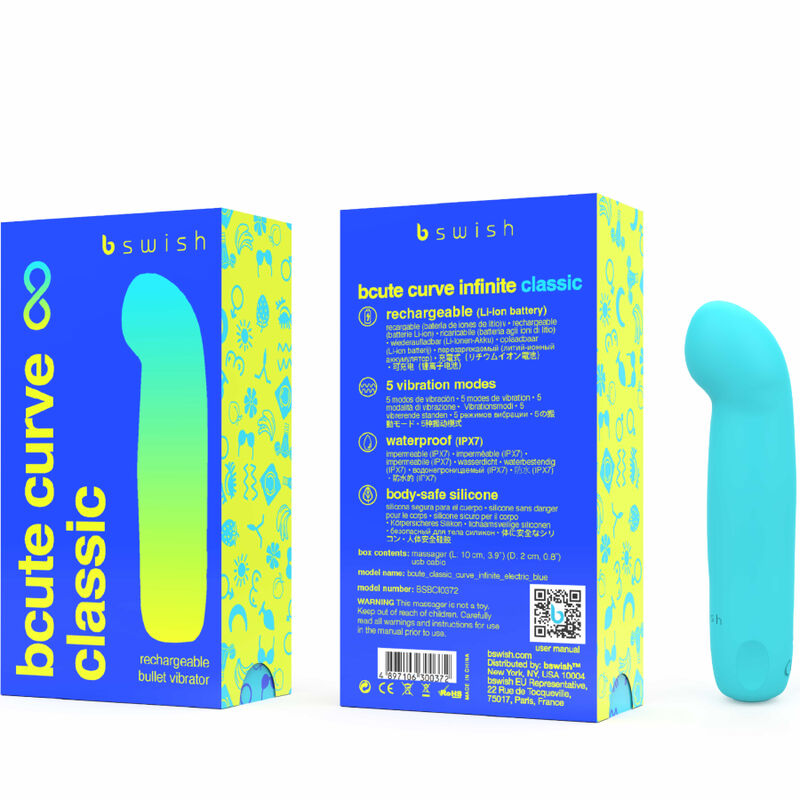 B SWISH - BCUTE CURVE INFINITE KLASSISCHER WIEDERAUFLADBARER VIBRATOR AUS BLAUEM SILIKON – Bild 3