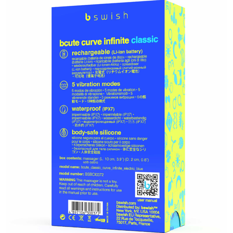B SWISH - BCUTE CURVE INFINITE KLASSISCHER WIEDERAUFLADBARER VIBRATOR AUS BLAUEM SILIKON – Bild 5