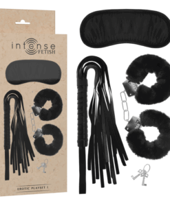 INTENSE - FETISH EROTIKSPIELSET 1 MIT HANDSCHELLEN, BLINDMASKE UND PEITSCHE