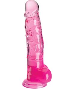 KING COCK - CLEAR REALISTISCHER PENIS MIT KUGELN 16.5 CM ROSA