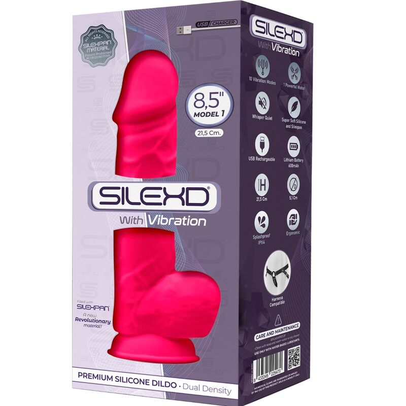 SILEXD - MODEL 1 REALISTISCHER PENISVIBRATOR SILIKON PREMIUM SILEXPAN FUCHSIA 21.5 CM – Bild 2