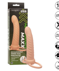 CALEXOTICS - MAXX RIBBED DUAL PENETRATOR 10 VIBRATIONEN FLEISCH