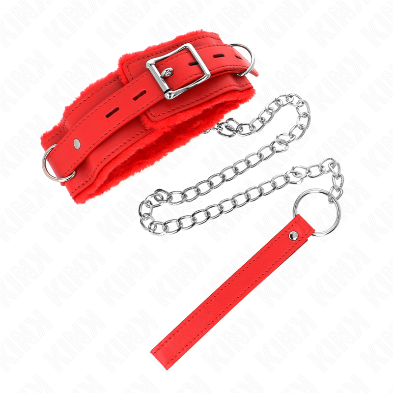 KINK - HALSBAND MIT LEINE 65 CM MIT EINSCHRÄNKUNGEN ROT 36-42 CM X 5,5 CM – Bild 2