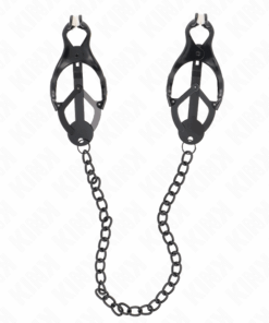 KINK - JAPANISCHE KLEEBLATT-NIPPELKLAMMERN MIT KETTE SCHWARZ 30 CM