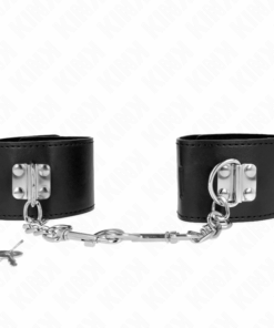 KINK - HANDGELENKFESSELN MIT VORHÄNGESCHLOSS VERSCHLUSS SCHWARZ VERSTELLBAR 16-23 CM X 5,5 CM
