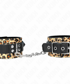 KINK - LEOPARD HANDGELENKFESSEL AUS ECHTLEDER, VERSTELLBAR 18-29 CM X 5,5 CM