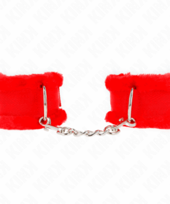 KINK - PELZGEFÜTTERTE HANDGELENKFESSELN ROT VERSTELLBAR 17-31 CM X 7 CM
