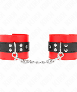 KINK - HANDGELENKFESSELN ROT MIT SCHWARZEM GÜRTEL VERSTELLBAR 17-28 CM X 6 CM