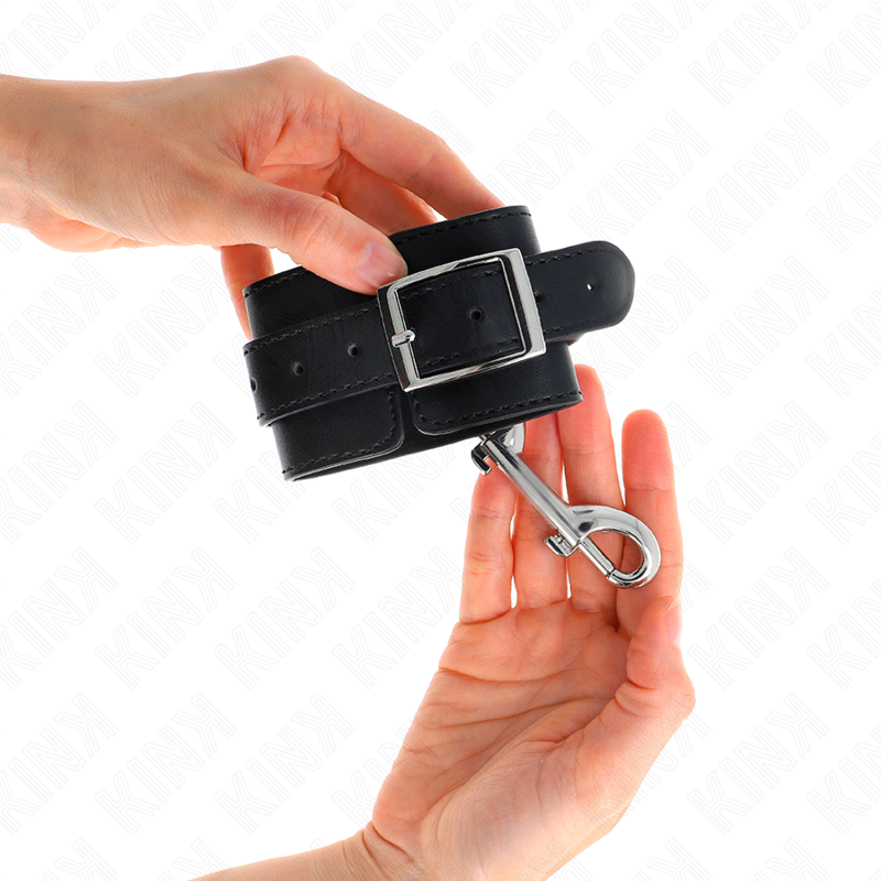 KINK - HANDGELENKFESSELN - EINZELNE NIETENREIHE SCHWARZ VERSTELLBAR 17-28 CM X 5 CM – Bild 3