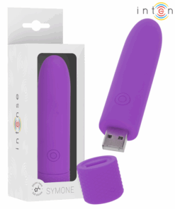 INTENSE - SYMONE USB WIEDERAUFLADBARER VIBRIERENDER BULLET 8 VIBRATIONEN LILA 10 X 2,2 CM