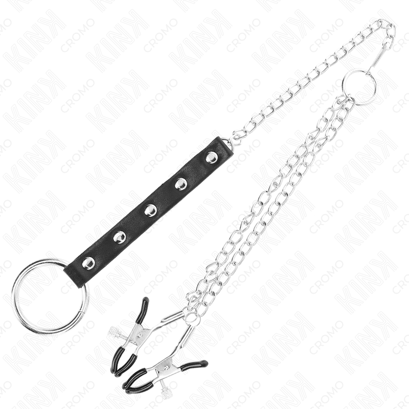 KINK - METALL-PENISRING MIT KETTE UND VERSTELLBAREN BRUSTKLAMMERN – Bild 4