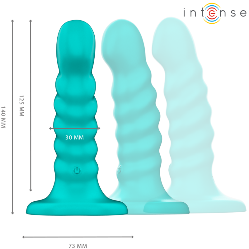 INTENSE - BUFFY VIBRATOR GRÖSSE S SPIRALE DESIGN 10 VIBRATIONEN BLAU FERNBEDIENUNG – Bild 2