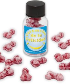 DIABLO PICANTE ? GLAS MIT 12 ERDBEER-/KIRSCH-BONBONS IN PENISFORM