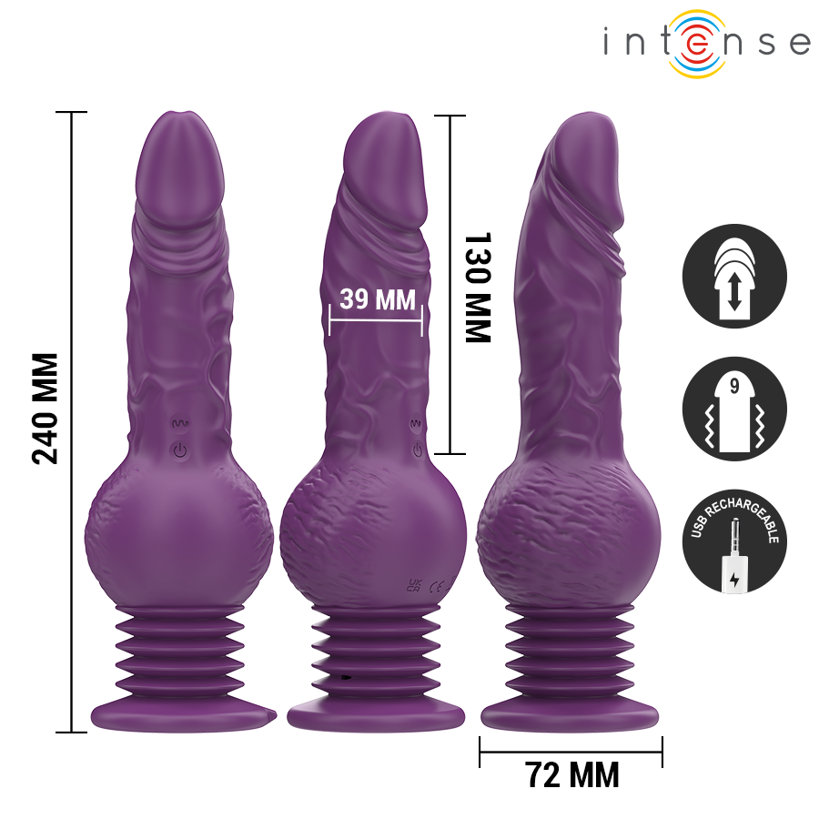 INTENSE - TATUM MULTIFUNKTIONSVIBRATOR MIT AUF- UND ABVIBRATION 24 CM LILA – Bild 3