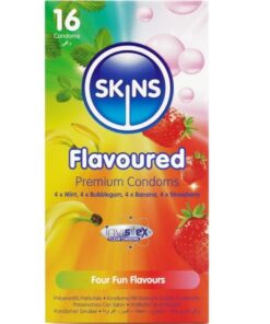 SKINS - PREMIUM-KONDOME MIT VERSCHIEDENEN GESCHMACKSRICHTUNGEN, 16ER-PACK
