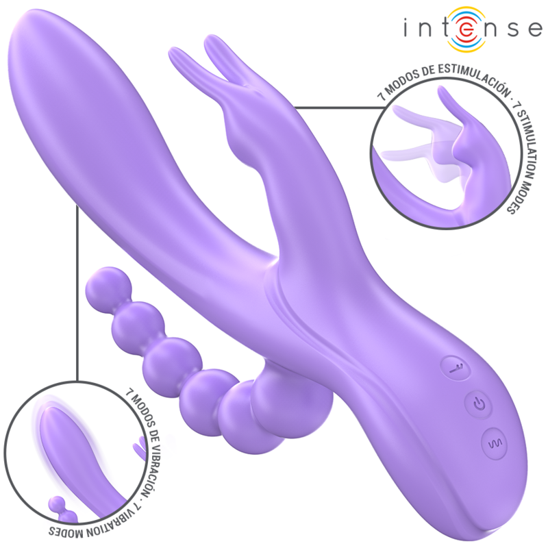 INTENSE - MIKO DREIFACHVIBRATOR RABBIT STIMULATOR ANAL 7 VIBRATIONEN LILA – Bild 2