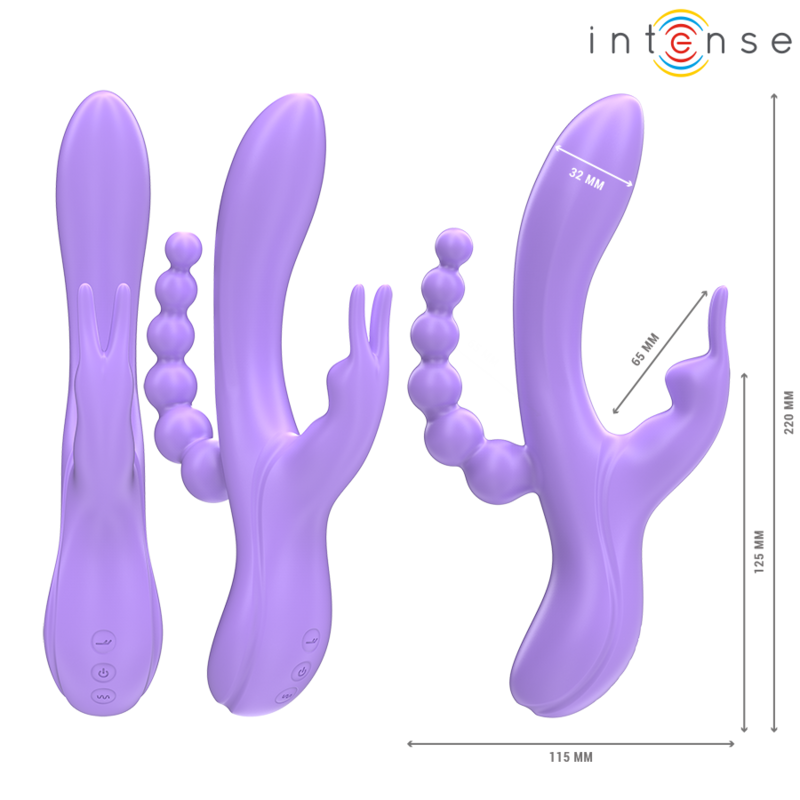 INTENSE - MIKO DREIFACHVIBRATOR RABBIT STIMULATOR ANAL 7 VIBRATIONEN LILA – Bild 3
