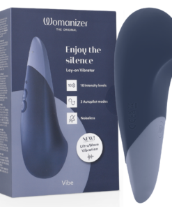 WOMANIZER - VIBE LAY-ON SILENT VIBRATOR DUNKELBLAU