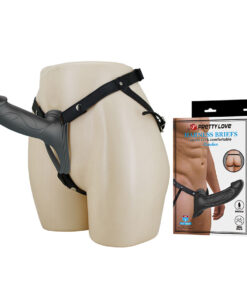 PRETTY LOVE - LANDON BLACK VIBRATING STRAP-ON