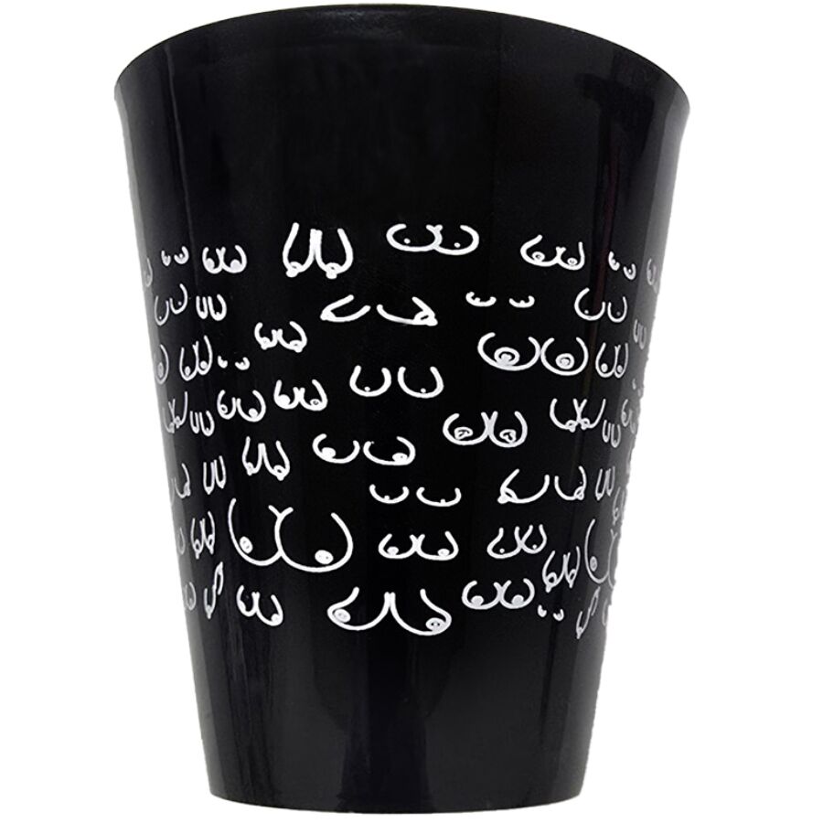 DIABLO PICANTE - SCHWARZE BECHER 500 ML MIT WEISSEN BRÜSTEN