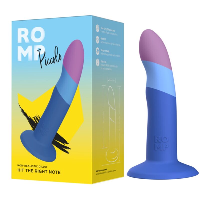 ROMP - PICCOLO SILIKONDILDO MIT DREIFARBIGEM SAUGAUFFANG 14 CM – Bild 5