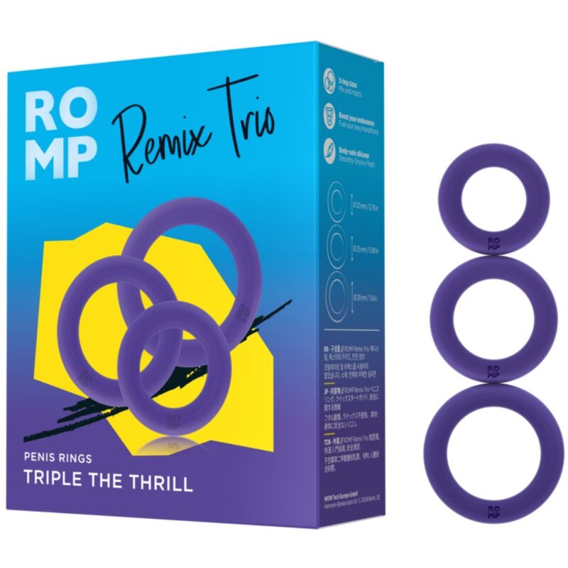 ROMP - REMIX TRIO SET MIT 3 LILA SILIKON-PENISRINGEN – Bild 5