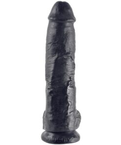 KING COCK - DILDO SCHWARZ MIT EIER 25.4 CM