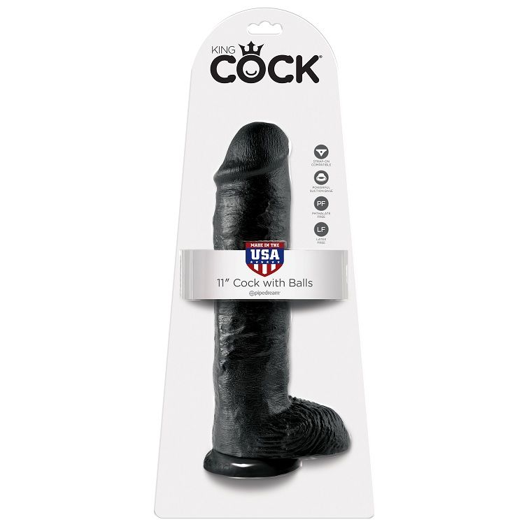 KING COCK - DILDO SCHWARZ MIT EIER 28 CM – Bild 5
