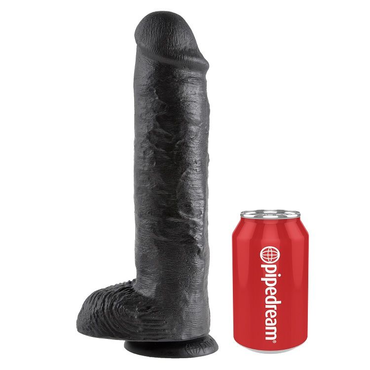 KING COCK - DILDO SCHWARZ MIT EIER 28 CM – Bild 4