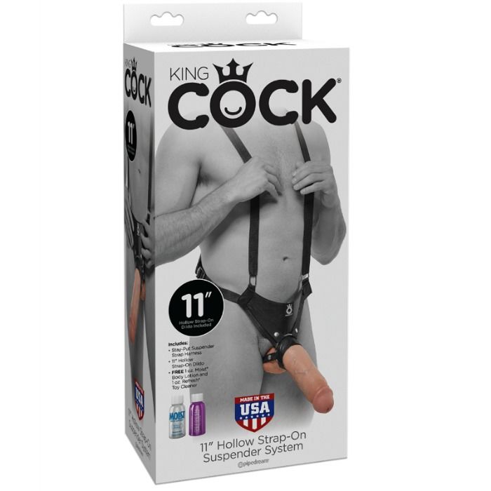 KING COCK - 28 CM HOHLES STRAP-ON-STRUMPFSYSTEM FLEISCH – Bild 2