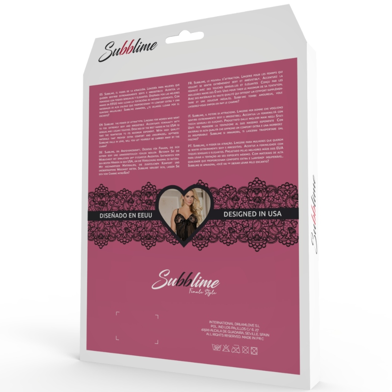 SUBBLIME - TEDDY ENCAJE FLORAL Y CON FLECOS NEGRO S/M – Bild 5